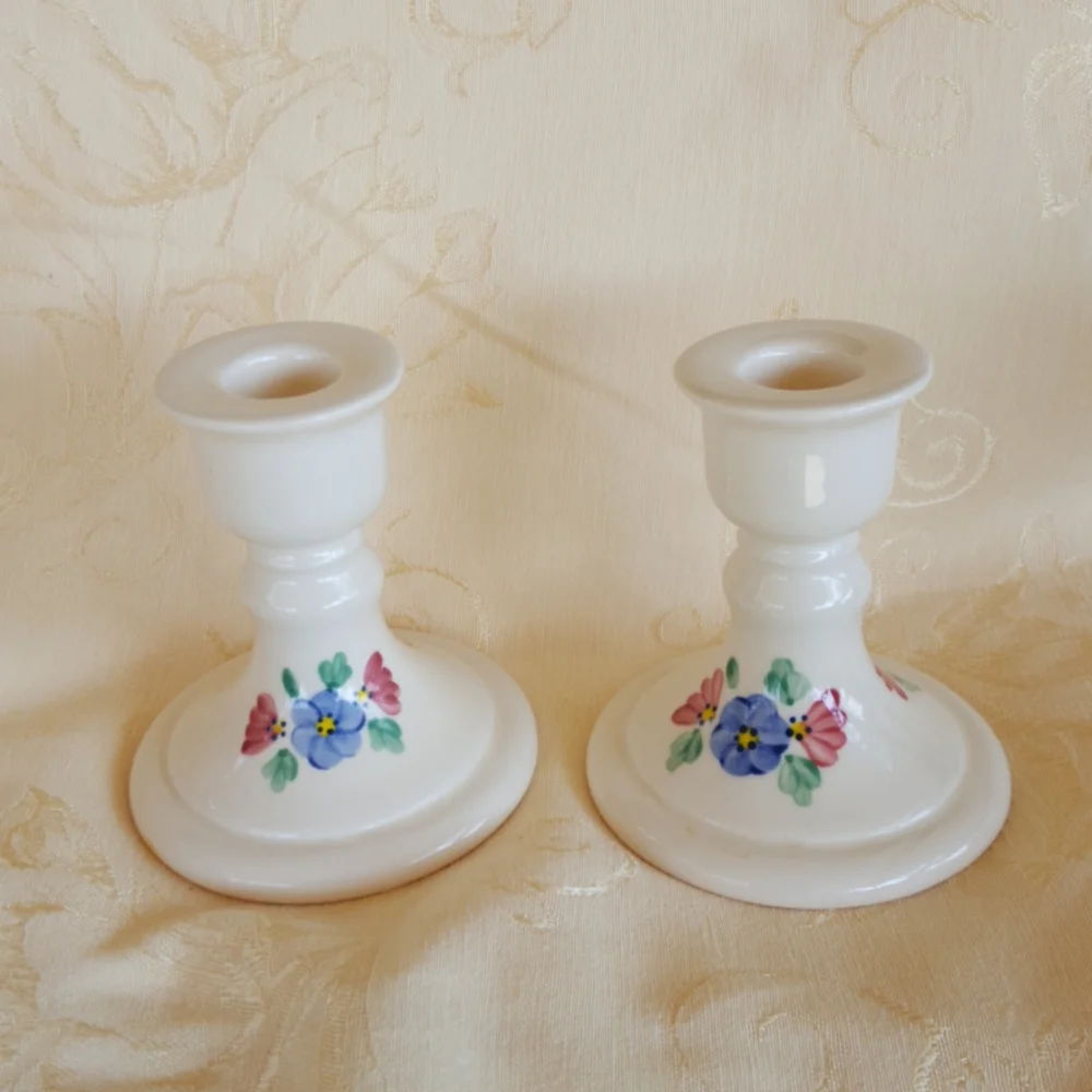 Candle Holder Set of 2 Hand Painted New